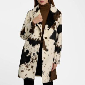 Bernardo Dakota Cow Print Tailored Coat Size M